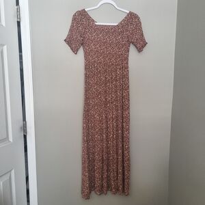 NATURAL LIFE Floral Brown Maxi Dress